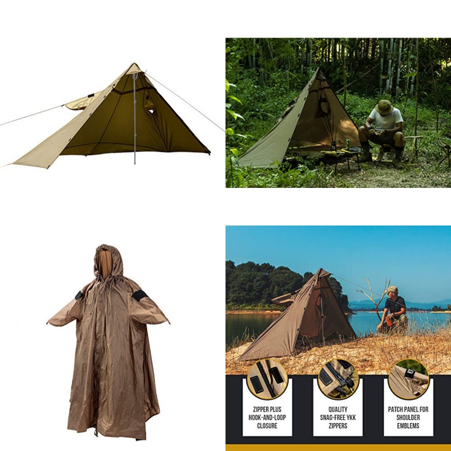 Rain Cover Backpack - Tentesformer Poncho à capuche 4-en-1 :